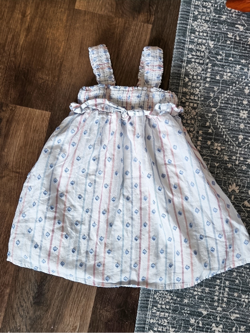 Red White Blue Cotton Smock Dress 3T